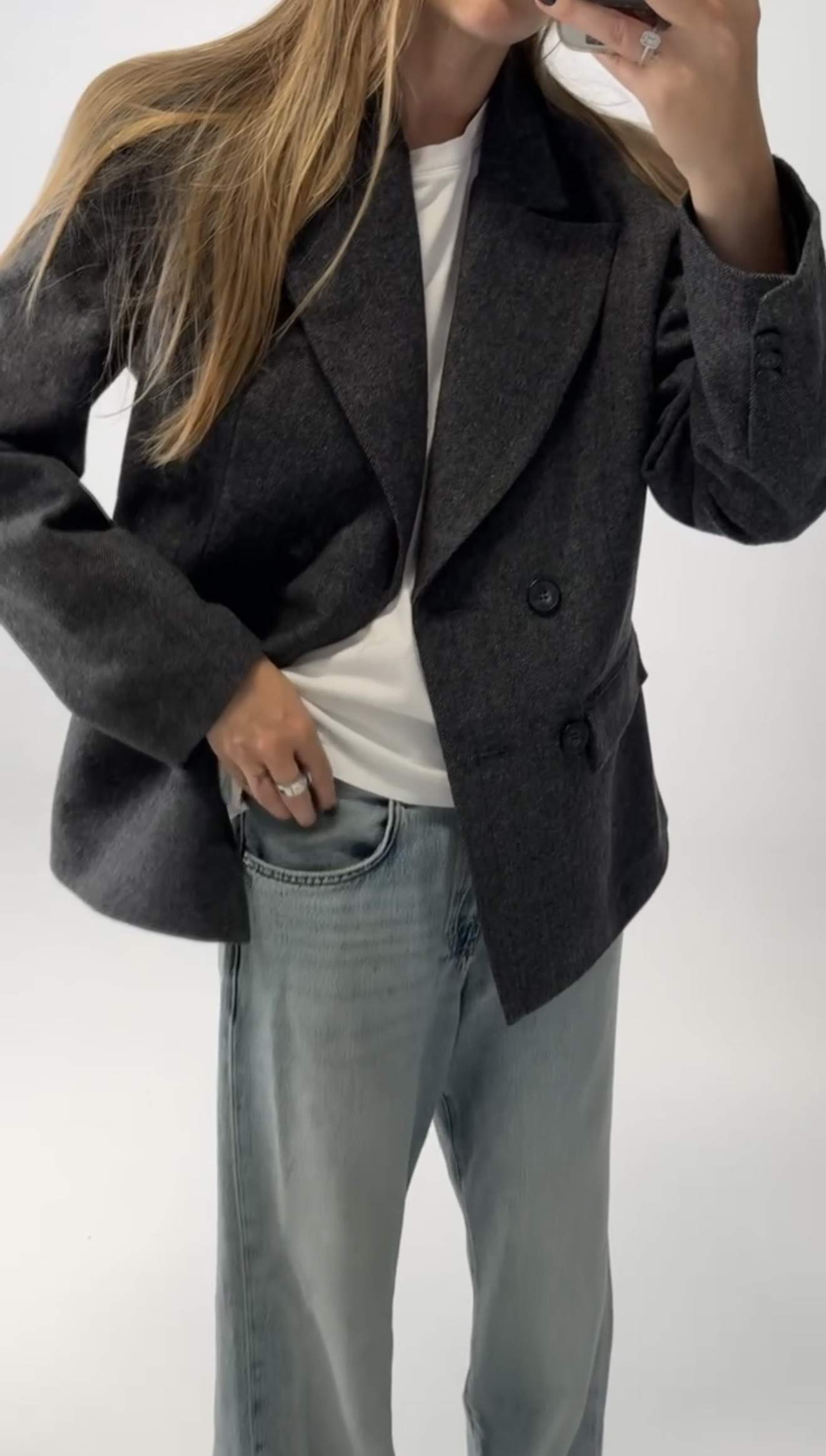 Double-Breasted Blazer Deep Grey