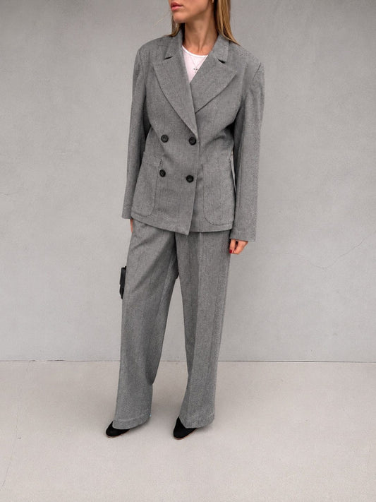 Wool Trousers Light Grey
