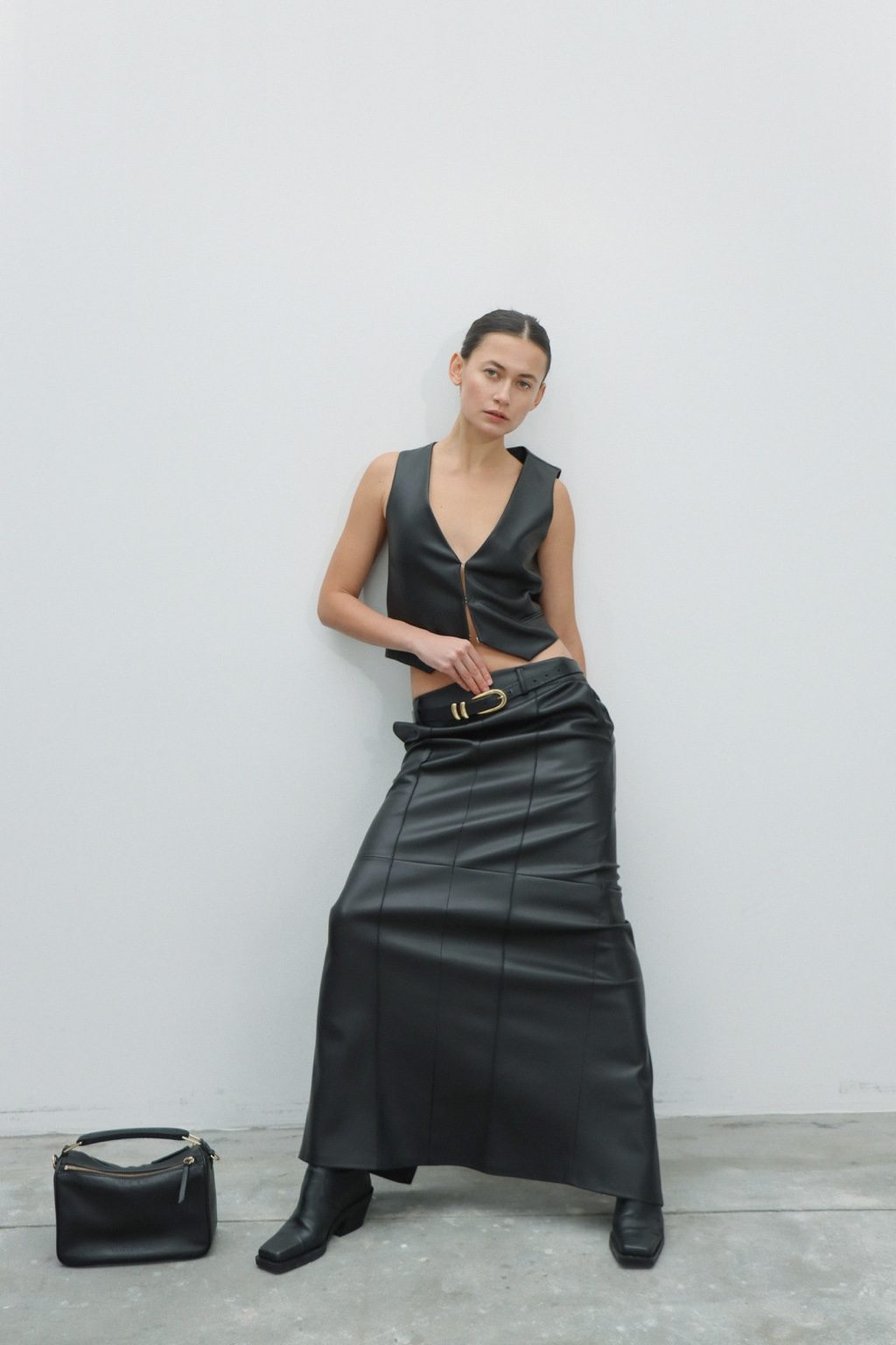Black Faux Leather Vest