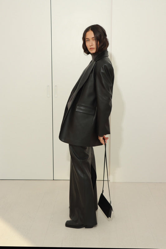 Black Faux Leather Blazer