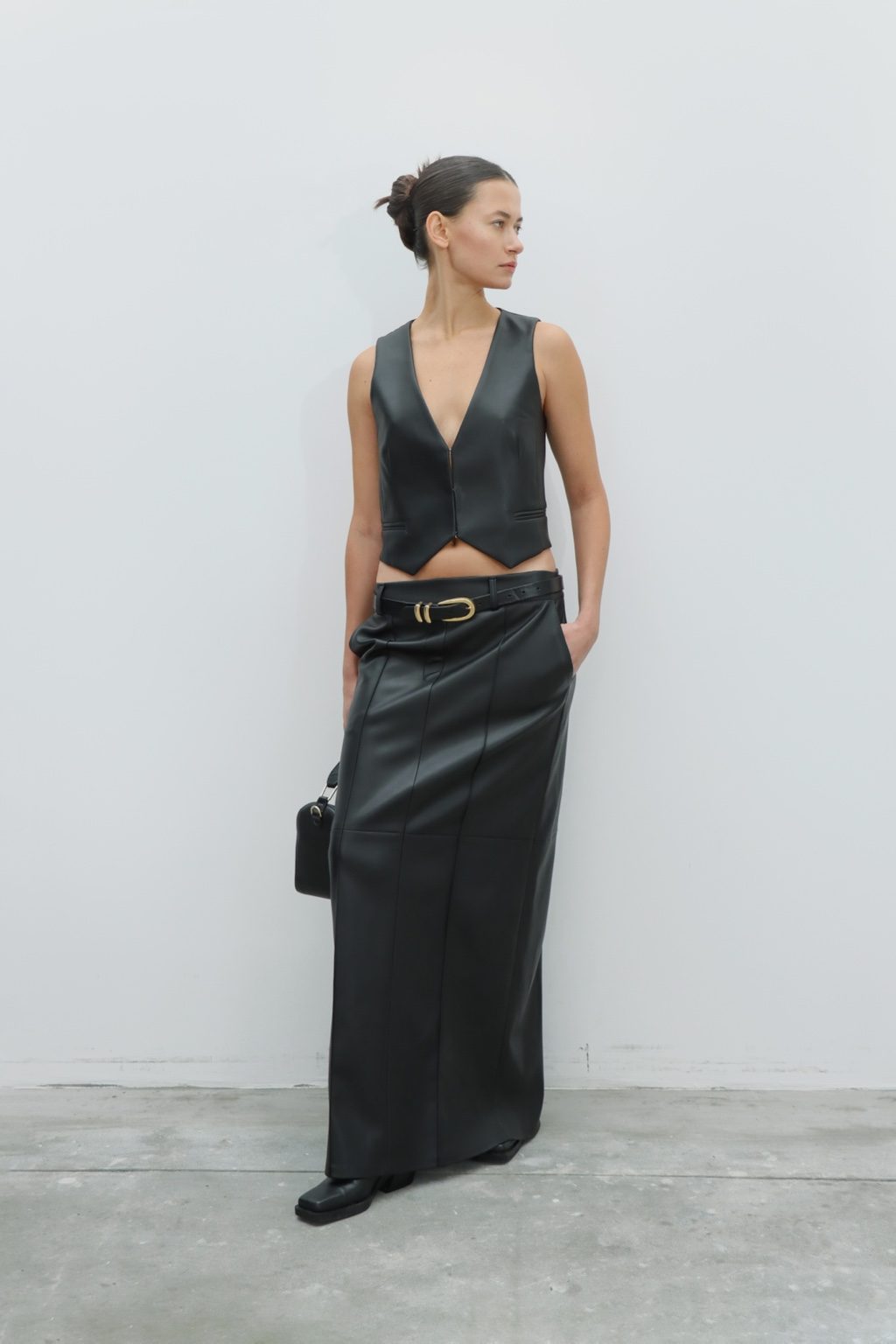 Black Faux Leather Vest