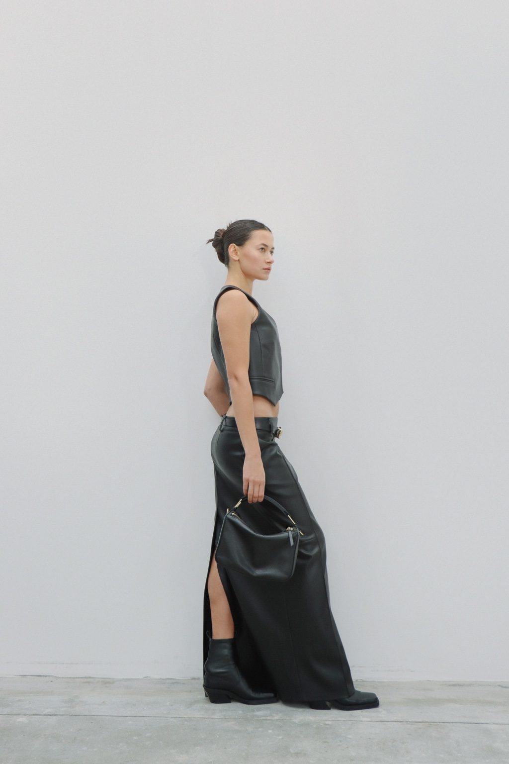 Black Faux Leather Vest